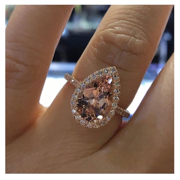 Jewelry - 18K Rose Gold Filled Halo Morganite Ring